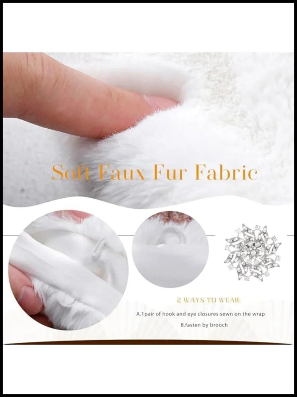 Faux Fur Shawl Wedding Wrap Bridal Stole Cape Womens
